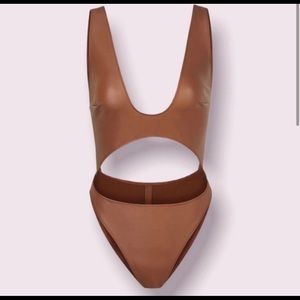 Skims NWT Copper Wet Jersey Cutout Bodysuit